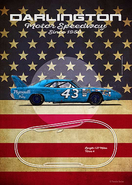 Darlington Motor Speedway Vintage Racing Poster