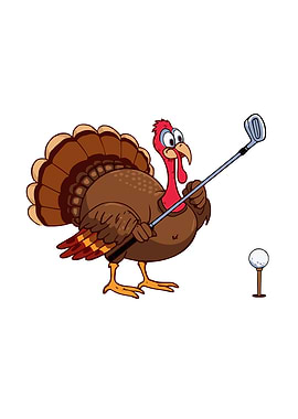 Funny Turkey Playing Golf