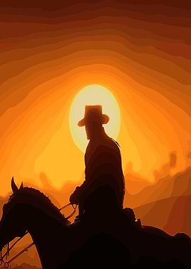 Cowboy Silhouette at Sunset