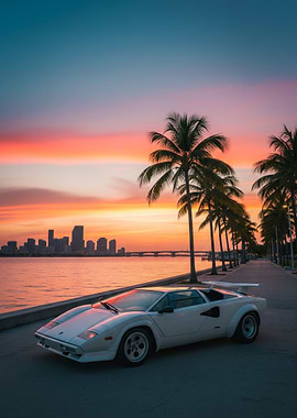 Lamborghini Countach Miami Sunset