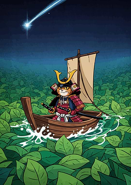 Samurai Cat Leafy Sea