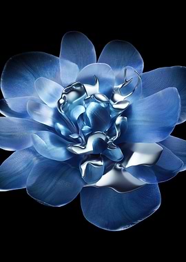 Blue Flower with Silver Centerpiece