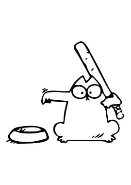Cartoon Cat with Baseball Bat