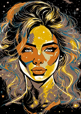 Celestial Woman Portrait Digital Art