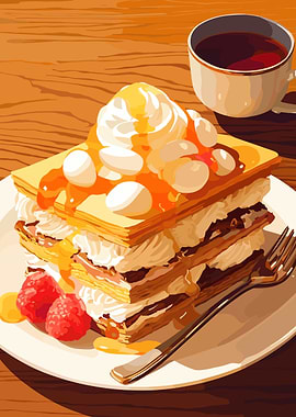 Delicious Mille-Feuille with Coffee