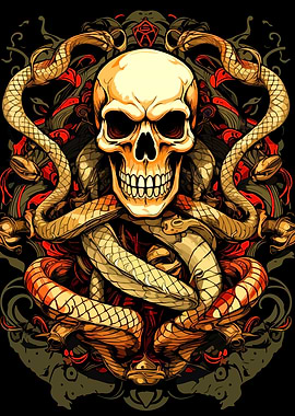 Skull and Snakes Graphic Art