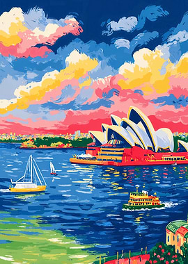 Sydney Opera House Colorful Painting