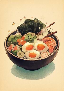 Delicious Ramen Bowl Illustration