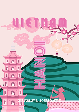 Vietnam Hanoi Travel Poster