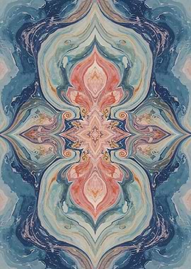 Symphony of Coral and Cobalt Marble