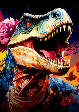 Floral Dinosaur Portrait