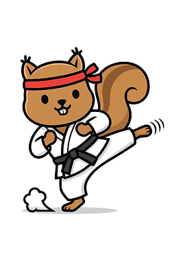 Karate Squirrel Cartoon