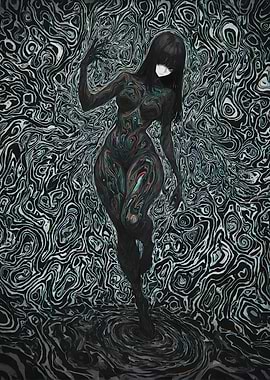 Abstract Woman Figure in Swirling Pattern