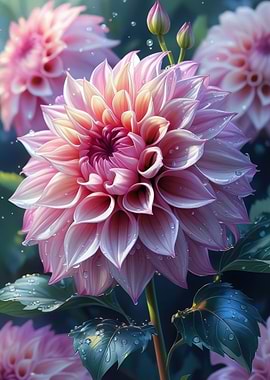 Pink Dahlia Flower Close-Up