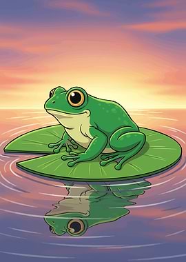 Frog Lily Pad Sunset