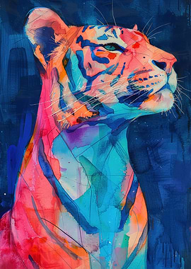 Colorful Tiger Portrait Painting