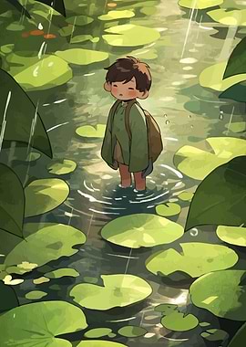 Boy Pond During Rain