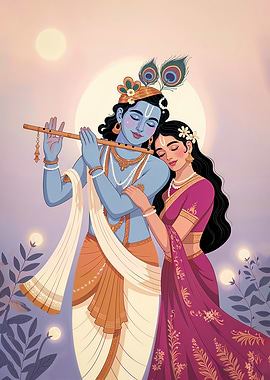 Krishna and Radha Illustration