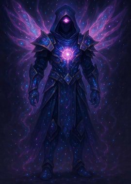 Cosmic Knight in Hooded Armor