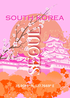 Seoul, South Korea Travel Poster