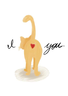 Cat with Heart - I Love You