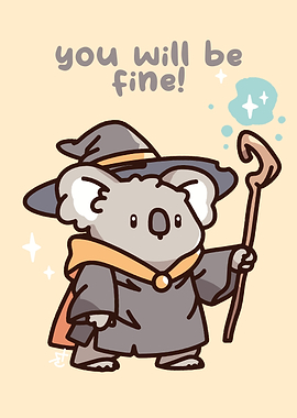 Koala Wizard with Positive Message