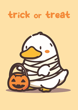 Cute Mummy Duck Halloween Illustration