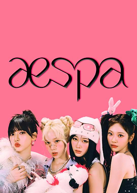 aespa Group Portrait Pink Background