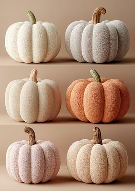 Pastel Pumpkins on Shelves | Soft Fall Wall Art