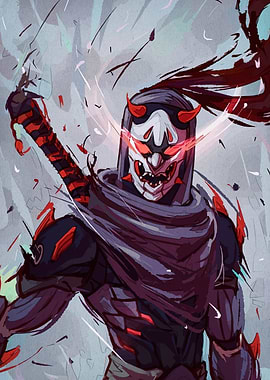 Demon Masked Warrior with Sword