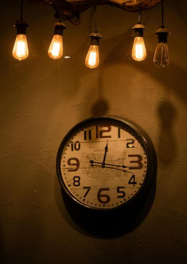 Vintage Clock with Edison Bulbs