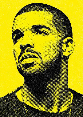 Drake Portrait - Yellow and Black