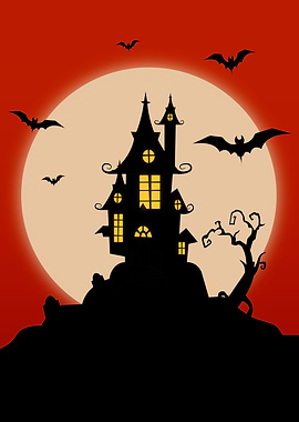 Spooky Haunted House Silhouette