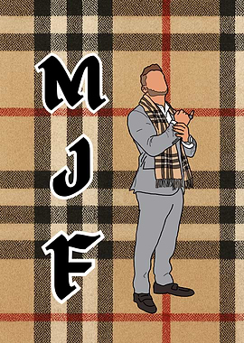 MJF Illustration on Plaid Background