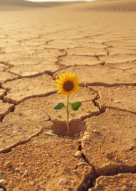 Sunflower in Cracked Earth