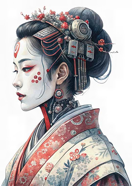 Cyberpunk Geisha Portrait