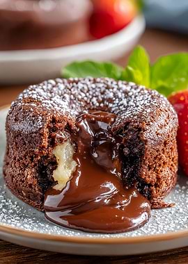 Chocolate Lava Cake with Strawberries