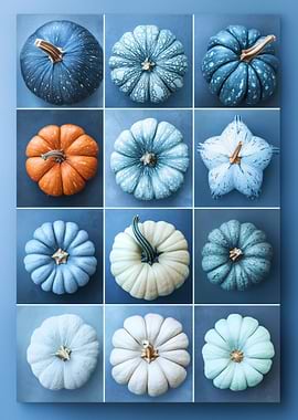 Variety of Pumpkins in Blue Tones | Frosted Blue Pumpkins