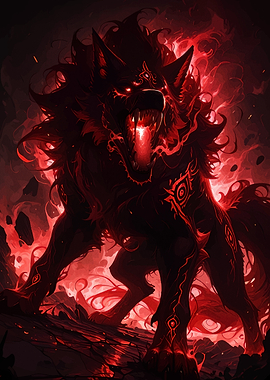 Fiery Wolf Creature