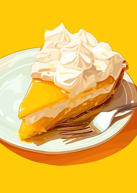 Slice of Lemon Pie with Whipped Cream