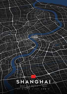 Shanghai City Map Art