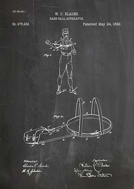 Baseball Apparatus Patent Drawing, 1892