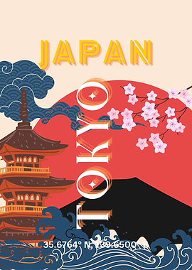 Japan and Tokyo Travel Poster