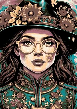 Floral Hat Girl Portrait