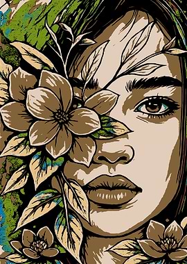 Floral Portrait Illustration