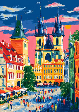 Prague Cityscape Painting