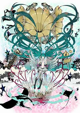 Anime Girl with Wings and Giraffe