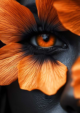 Orange Eye with Floral Petals