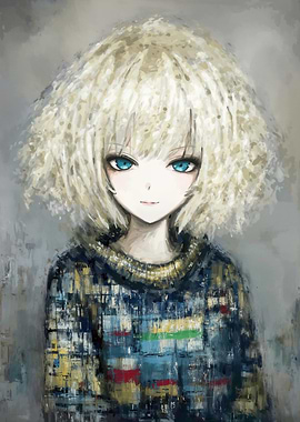 Anime Girl Portrait with Blue Eyes