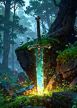 Enchanted Sword in Forest